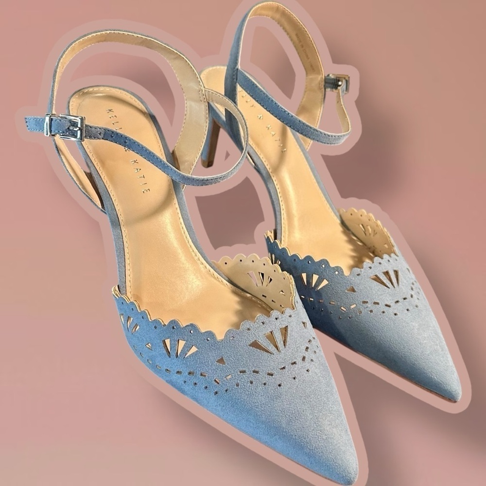 NWOT Kelly & Katie ‘Zabell’ Geometric Cutout Ankle Strap Pumps in Blue Size 11